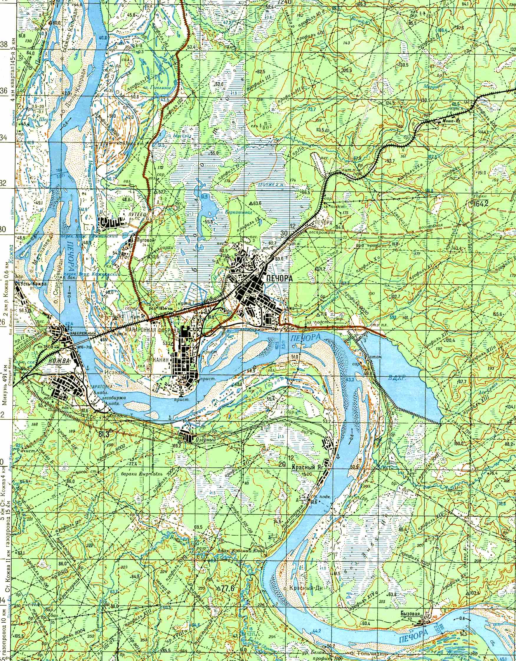 Топографическая карта района Печоры (1:100000) двухкилометровка. Печора >>> 