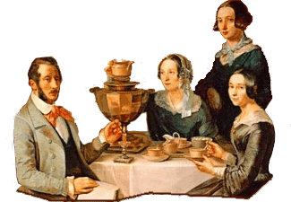 Т. Мягков. «Семейство за чайным столом». 1844. Холст, масло. Государственная Третьяковская галерея