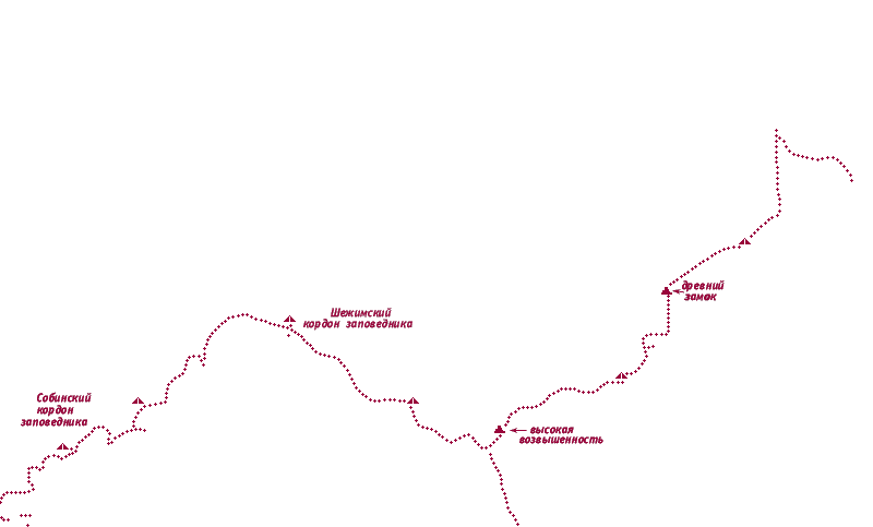 Схема маршрута к каменным идолам (Печоро-Илычский заповедник)